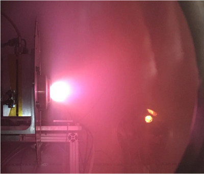 Phase Four's RF Thruster operating on a nitrogen-oxygen blend