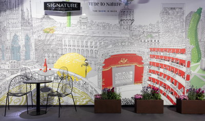 During Milan Design Week 2022, an architect and illustrator, Carlo Stanga showcases his work of art at the Signature Kitchen Suite Showroom in Piazza Cavour, Milan. (PRNewsfoto/LG Electronics, Inc.)