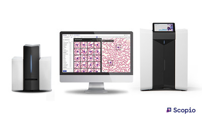 Scopio's suite of digital Full-Fieldtm imaging and AI-powered Decision Support platforms. The X100 (left) and the X100HT (right) cater to hospitals and lab networks of all sizes, offering fully remote review capabilities for real-time diagnosis and improved clinical decision making.