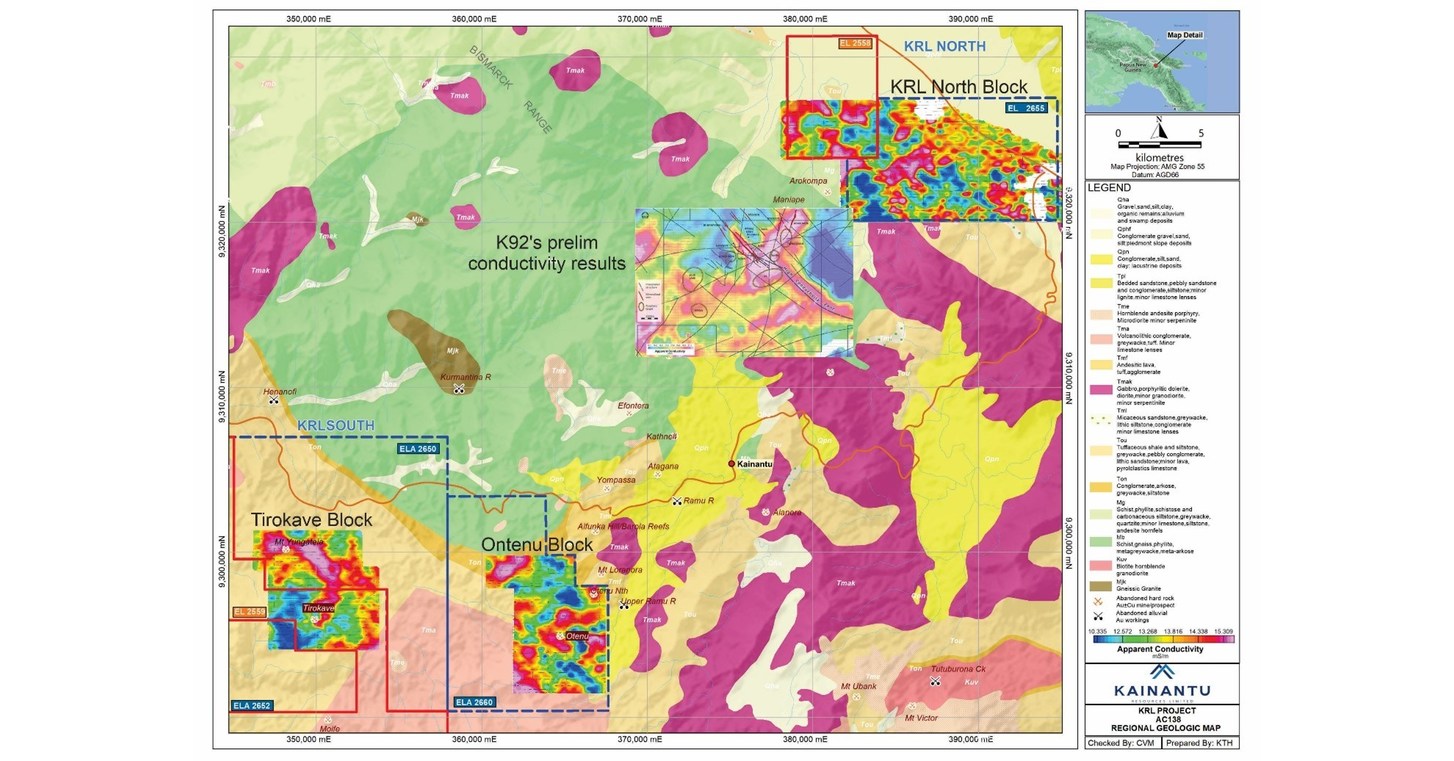 KAINANTU RESOURCES ANNOUNCES AIRBORNE GEOPHYSICS RESULTS: CONFIRMS PROSPECTIVITY AT KEY PROJECTS
