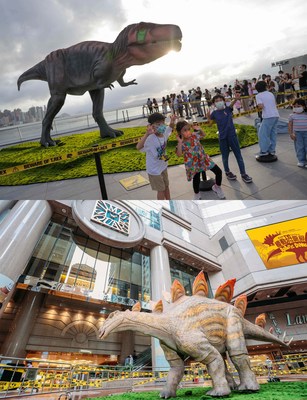Visitors come to visit Harbour City ‘s T-rex and Times Square’s Stegosaurus.