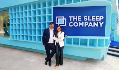 Cofounders of The Sleep Company--Harshil and Priyanka Salot at their first offline retail store in Koramangala, Bangalore.