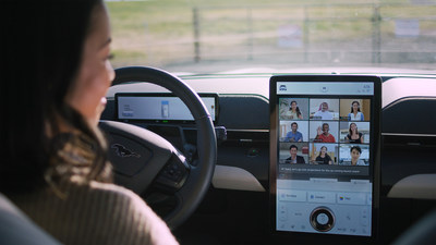 Webex by Cisco can run on the entertainment center in Ford’s new electric vehicles.
