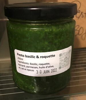 Avis de ne pas consommer du pesto de basilic et de roquette conditionné dans des pots en verre et vendu par l'entreprise Pastamalfi fait à la main inc.