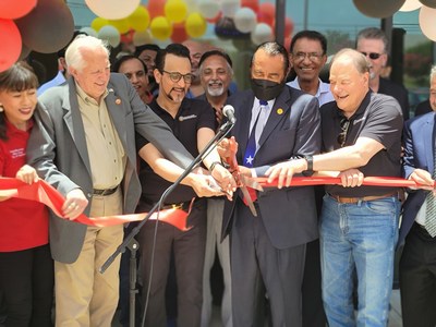 Congressman Al Green, Mayor of Stafford Cecil Willis Jr., CEO of Riceland Healthcare Tahir Javed & former congressman Nick Lampson at the Ribbon cutting event.