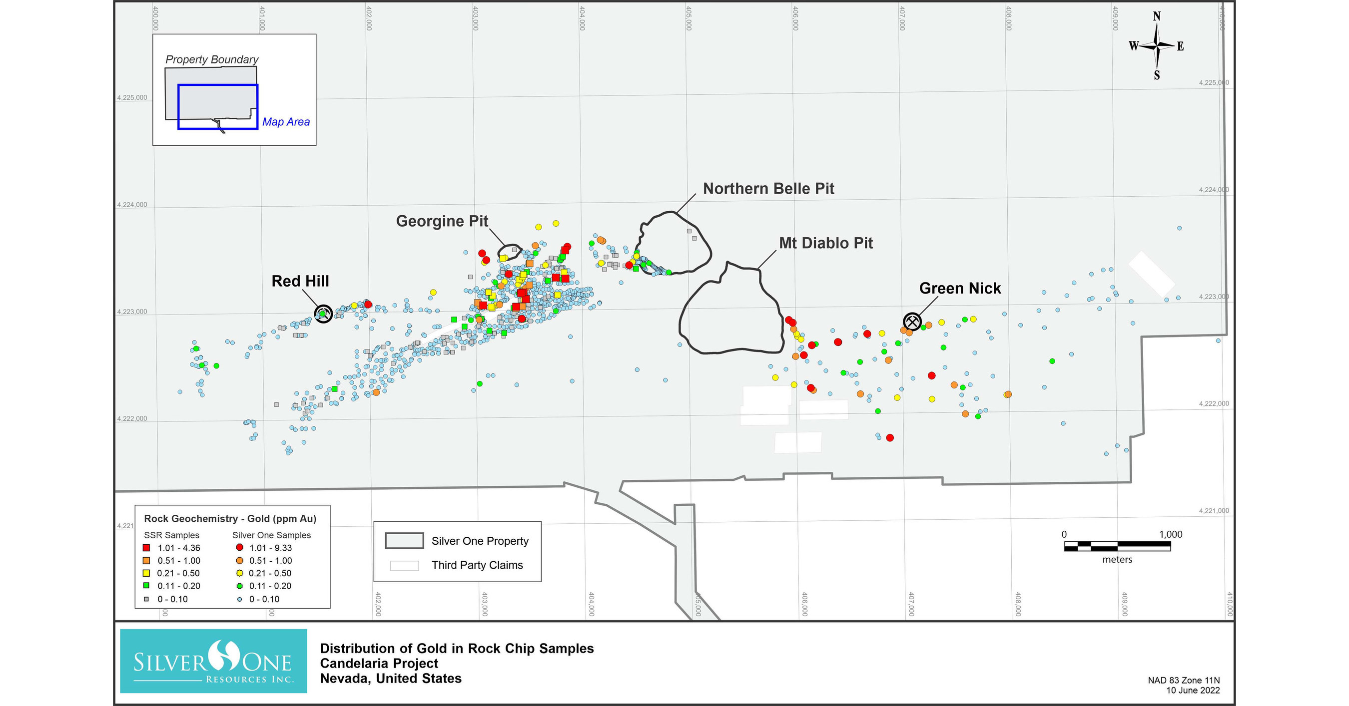 SILVER ONE IDENTIFIES NEW PORPHYRY-RELATED COPPER-SILVER-GOLD TARGETS, EXPANDS LAND HOLDINGS AND CONTINUES METALLURGICAL DRILLING ON SILVER MINERALIZATION AT ITS CANDELARIA PROJECT, NEVADA