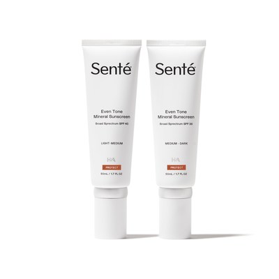 Sente Even Tone Mineral Tinted Suncreens, available in 2 shades.