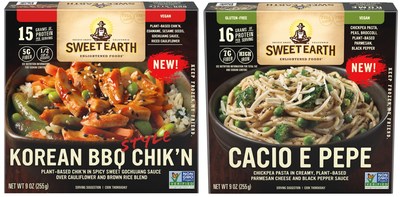 The new Sweet Earth Korean BBQ-Style Chik’n and Cacio e Pepe Entrée Bowls.