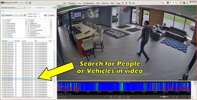 Search through video using CMS4 software to identify just events where a person or vehicle is in view