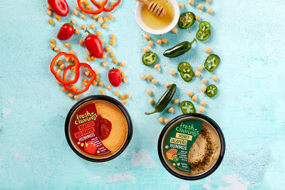 Fresh Cravings family-sized 17 oz. hummus is now available at Walmart in Roasted Red Pepper, Honey Jalapeño, Classic, and Roasted Garlic.