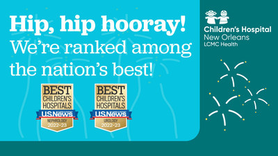 Children’s Hospital New Orleans has been recognized as a Best Children’s Hospital for 2022-23 by U.S. News & World Report.  This prestigious, first-time ranking for Children’s Hospital New Orleans includes Top 50 ranking nationally in two pediatric specialties, Urology and Nephrology. Children’s Hospital New Orleans is also proud to be recognized among the Best Children’s Hospital’s in Southeastern Regional rankings, tied for 15 in the Southeast Region out of 43 children’s hospitals.