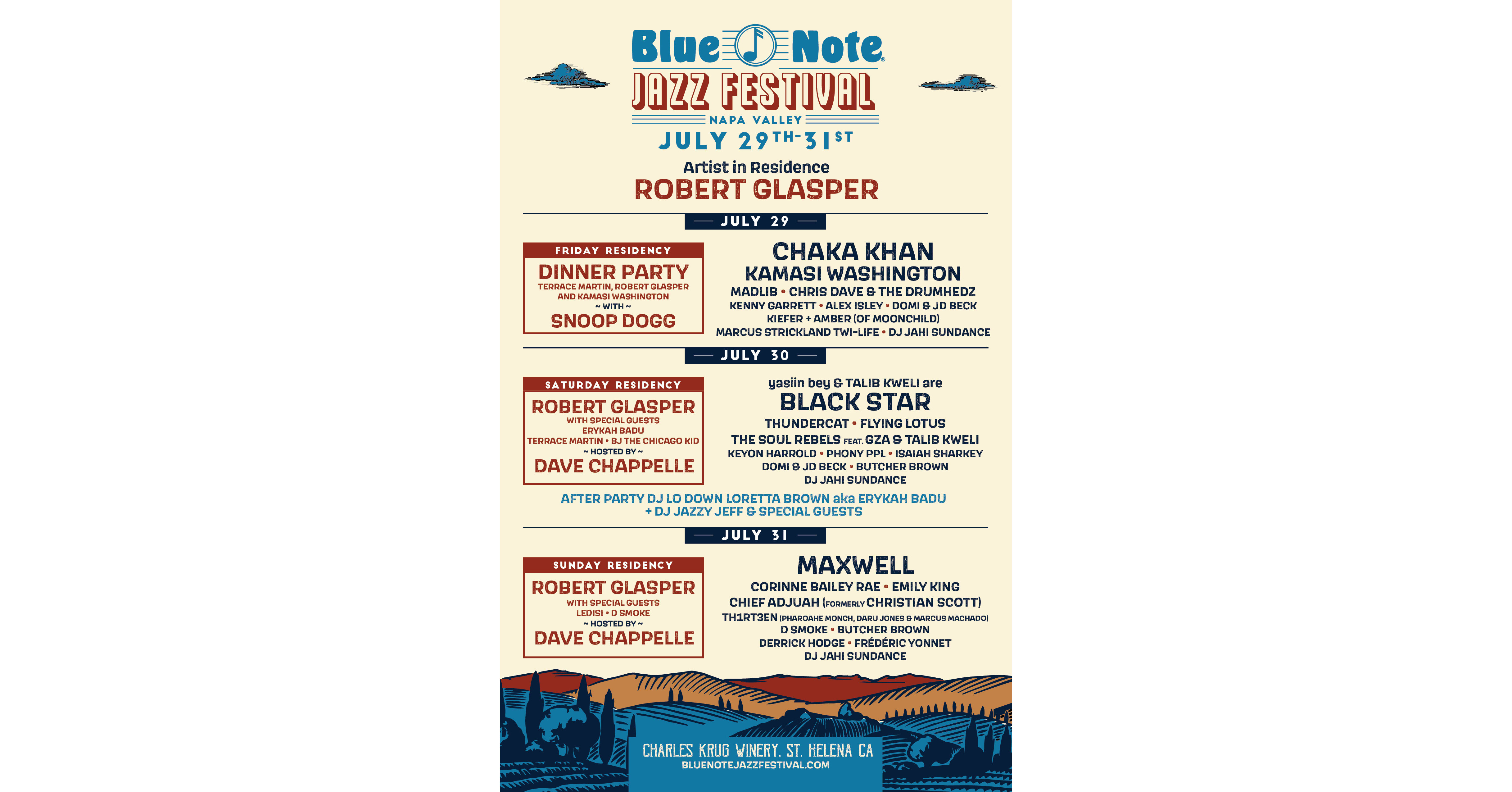 BLUE NOTE JAZZ FESTIVAL NAPA VALLEY ADDS THIRD DATE ON FRIDAY, JULY 29th