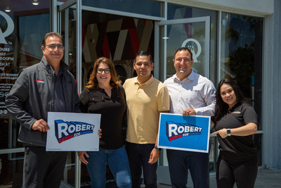 From left, are co-owner, Robert Rafia, Councilwoman, Cindy Allen, Mayor Robert Garcia, co-owner Saba Safiari, and Speed Queen Laundry franchise Training Specialist, Michelle Ly.