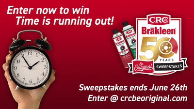 Entries for the CRC BRAKLEEN 50th Anniversary ‘Be Original’ Sweepstakes must be received by June 26, 2022