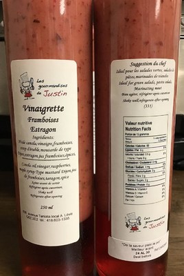 Raspberry Tarragon Vinaigrette - Les Gourmandises de Justin (CNW Group/Ministry of Agriculture, Fisheries and Food)