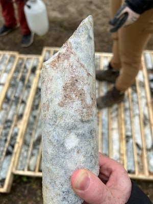 Visibly REE Mineralized Dolomite Carbonatite from Drill Hole WI22-62 (approximately 120 metres downhole) (CNW Group/Defense Metals Corp.)