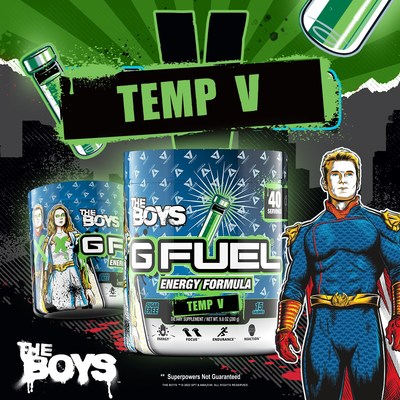 G Fuel Temp V, Inspired By The Boys™, Is Now Available For Pre-Order At Gfuel.com.