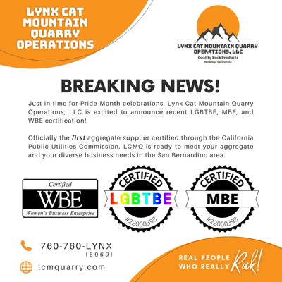 San Bernardino Business Becomes First LGBT-Certified Aggregate Supplier in CPUC