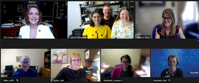 BayCare Kids patient Lizzy and her parents, top center, share how access to behavioral health services has positively impacted Lizzy’s life during a virtual meeting with U.S. Rep. Kathy Castor June 14, 2022. BayCare Behavioral Health leaders also joined the conversation as part of Family Advocacy Week.