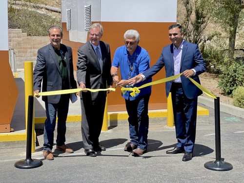 Ribbon cutting with (left to right) Ralph Ciarlanti III, CEO and President of Industria Power; Jim Desmond, North County San Diego Supervisor; Steven Cope, SPBMI Tribal Chairman; Vipul Gore, President & CEO of Gridscape Solutions.