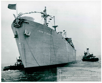 Launching of Liberty Ship SS John H Murphy in 1944.
