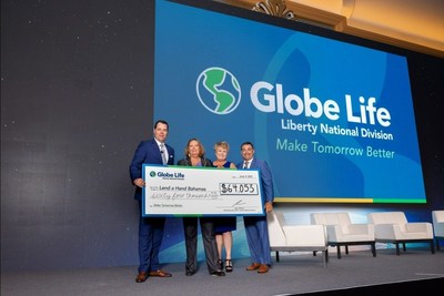 Globe Life Liberty National Division leadership celebrate their donation of $66,036 with Lend a Hand Bahamas through their inaugural Make Tomorrow Better Award competition.
