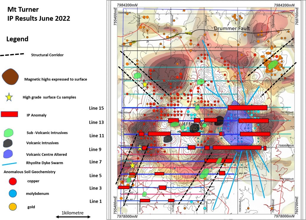 Figure 3 - Initial overlay of IP results and geological mapping over previous magnetic and soil results.  (CNW Group/Essex Minerals Inc)