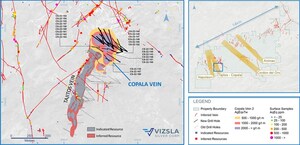 VIZSLA SILVER DRILLS 1,030 G/T AGEQ OVER 20.45 METRES AT COPALA - EXPANDS MINERALIZED ZONE TO 600M BY 400M