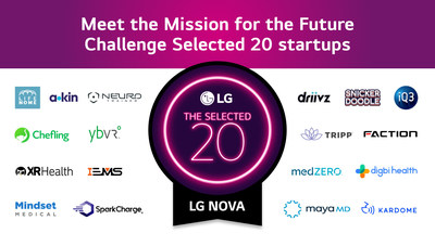 Les startups "Selected 20" de LG NOVA passent  la prochaine phase du programme d'incubation (PRNewsfoto/LG Electronics USA)