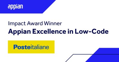 Appian (NASDAQ: APPN) congratulates Poste Italiane, the Italian Postal Service, for winning the 2022 Appian Excellence in Low-Code Impact Award.