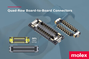 Molex Sets New Standard in Space-Saving Connections with Commercial Availability of Ground-Breaking Quad-Row Board-to-Board Connectors