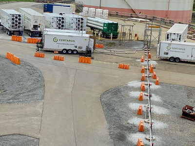 Certarus provided on-site hydrogen delivery to support the gas turbine fuel blending test at Georgia Power’s Plant McDonough-Atkinson facility. (CNW Group/Certarus Ltd.)