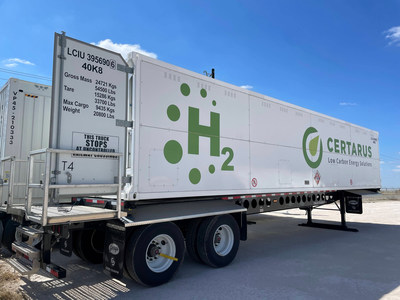 Certarus' mobile storage units provide a critical link in growing the hydrogen supply chain by safely delivering compressed hydrogen gas and liquid hydrogen directly to customer sites. (CNW Group/Certarus Ltd.)