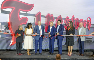 Ribbon cutting at the grand opening of Bridgestone's Advanced Tire Production Center in Akron, Ohio.