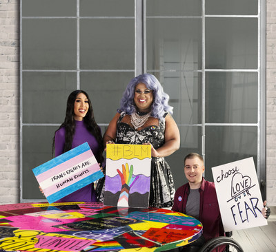 IKEA Canada and members of the 2SLGBTQ+ community celebrate stories of advocacy and representation with the Rally Table, constructed from Pride rally signs (CNW Group/IKEA Canada)