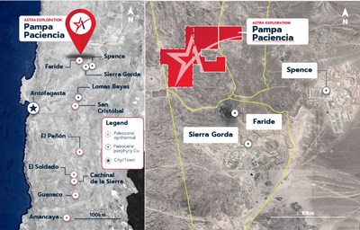 Figure 1: Location of the Pampa Paciencia flagship project in the Paleocene Belt of northern Chile. (CNW Group/Astra Exploration Limited)