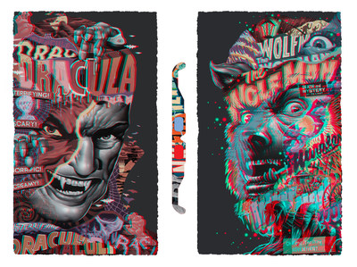 Tristan Eaton Dracula and the Wolf Man 3D Monster Print Release