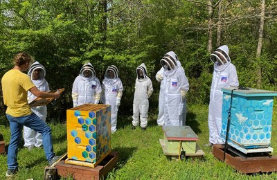 The campus at SAS’ headquarters features many sustainable practices including an onsite apiary to boost urban bee populations.