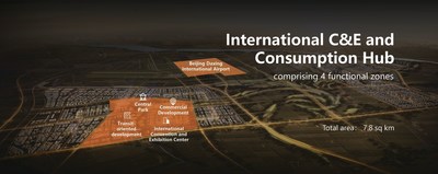 Mapa de planificación del International C&E and Consumption Hub de la Zona Económica del Aeropuerto Internacional de Daxing en Pekín (PRNewsfoto/chinadaily.com.cn)