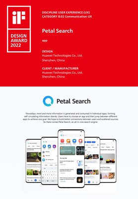 Petal Search ganha o prêmio iF Award 2022 (PRNewsfoto/Petal Search, Huawei)