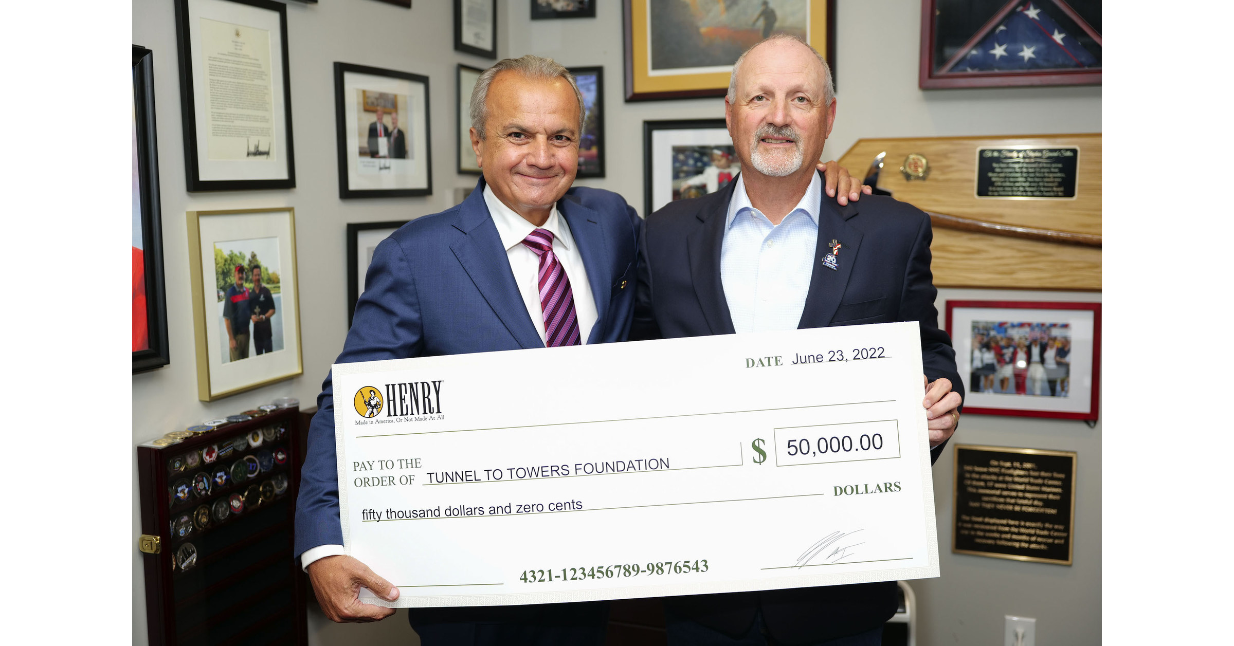 Henry Repeating Arms Kicks Off Million Dollar Pledge with Donation to Tunnel  to Towers Foundation