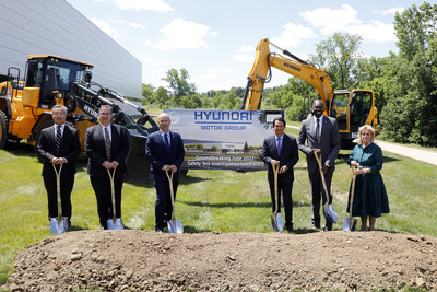 Hyundai Motor America and Hyundai America Technical Center, Inc., (HATCI) together celebrates the $51.6 million expansion project for a new Safety Test and Investigation Laboratory (STIL) at a recent groundbreaking ceremony in Superior Township, Michigan on Monday, June 27, 2022. The STIL is planned to be operational in the fall of 2023 and will be supported by 160 employees. From left to right: Dr. Kyoungjoon Chung, vice president, HATCI John Robb, president, HATCI, Brian Latouf, chief safety officer, Hyundai Motor North America , José Muñoz, president and chief operating officer, Hyundai Motor Company and president and chief executive officer, Hyundai and Genesis Motor North America and Hyundai Motor America, Michigan Lt. Governor Garlin Gilchrist, and U.S. Congresswoman Debbie Dingell.