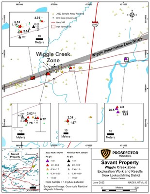 Figure 2. Wiggle Creek Prospect, Savant Project, Ontario (CNW Group/Capella Minerals Limited)