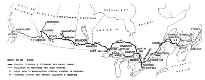 Route of the Trans-Canada Microwave System, 1958 (CNW Group/IEEE Canada)