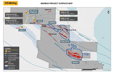 Figure 1: Marban Property map (CNW Group/O3 Mining Inc.)