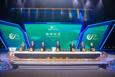 Photo provided to Xinhua shows the launching ceremony of the 2022 World Canal Cities Forum.