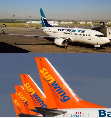 Westjet and Sunwing planes (CNW Group/Unifor)