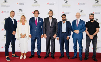 From left to right: Nikola Petkovic, Founder & CEO, Filip World Soccer International LLC; Stasa Ritossa; Sir Anthony Ritossa; H.R.H. Prince Abdulaziz bin Faisal bin Abdul Majeed bin Abdulaziz Al Saud; Sultan Alhaif, Advisor to H.R.H. Prince Abdulaziz Bin Faisl Al Saud; Markus Lehner, Principal of the MARKUS LEHNER ORGANISATION; Mohamed Al Ali, CEO & Advisor, Sheikh Ahmed Al Maktoum International Investments Enterprise (PRNewsfoto/Ritossa Family Office)