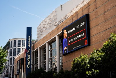 Free Brittney Griner billboard campaign launch at Capital One Arena, Washington, D.C. on July 1st, 2022 [Image Credit: Brady Gaskin of ReJoyce Photo]