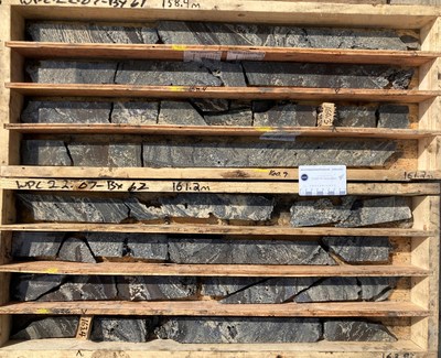 Photo 2 Portion of Lower Massive Sulfide Interval WPC22-07  150.4-164.4 meters – 14.0 meters - Massive Intergrown Sphalerite, Argentiferous Galena and Recrystalline Dolomite (CNW Group/Western Alaska Minerals Corp.)